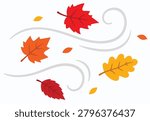 Autumn Leaves Blowing in the Wind Illustration
