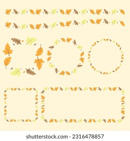 Autumn leaves Boarder bundle set vector image