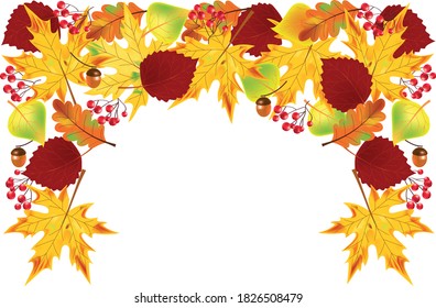 Autumn leaves border. Autumn background.