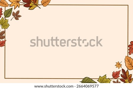 Autumn leaves border frame with empty space background for text invitation card or seasonal greeting decoration