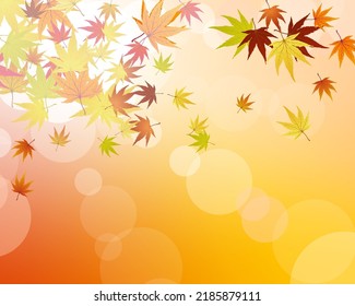 Autumn Leaves Border. Red, yellow and orange color fall leaves with copy space. Fall foliage frame for text. Editable vector illustration.