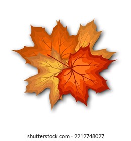 Autumn leaves bouquet template decorate with maple leaves in warm color tone for shopping sale or promotion poster and web banner. Vector illustration.