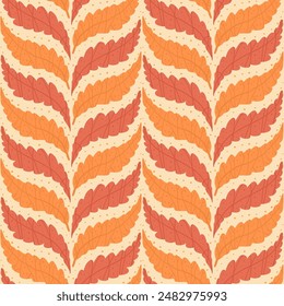 Herbstlaub lässt geflochtene nahtlose Muster. Wiederholungshintergrund für Forest Leafage. Vektorgrafik handgezeichnete Abbildung.