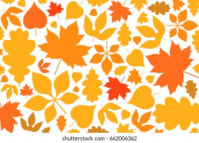 Autumn leaves. Bright leaves on white background. Vector illustration 