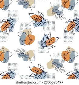 Autumn Leaves and butterflies pattern textile print