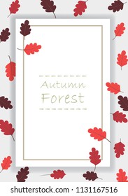 Autumn leaves card frame vector.