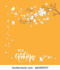 Autumn leaves card template for design banner,ticket, leaflet, card, poster and so on.