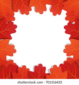 Autumn leaves card template. Frame of vector oak leaves. Template for Autumn banner, poster, ad, card