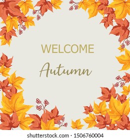 autumn leaves card template vector