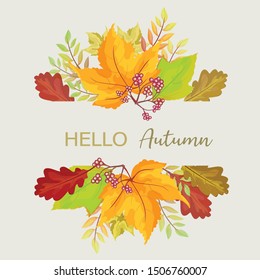 autumn leaves card template vector