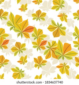 Autumn leaves. Chestnut background. Vector template for textiles, site. Concept fall template