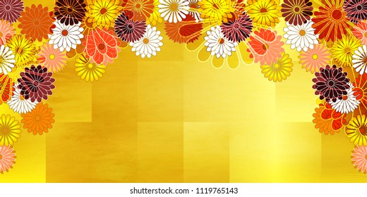 Autumn leaves chrysanthemum paper background