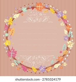 Autumn Leaves Cicle Frame with Blank Space
