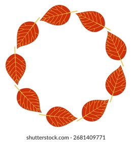 O outono deixa a moldura circular. Borda redonda feita de folhas de queda. As folhas são dispostas em círculo. Vetor plano isolado em fundo branco.