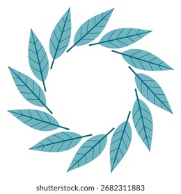 Autumn leaves circle frame. Round border made of fall leaves. The leaves are arranged in a circle. Vector flat isolated on white background.