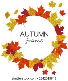 Autumn leaves circle frame with text space