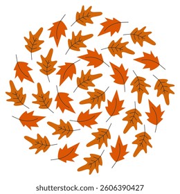 Autumn Leaves Circular Dynamics Background Texture Maple Oak leaves Trendy Monochrome Orange shades