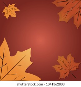 autumn leaves coffee on color background