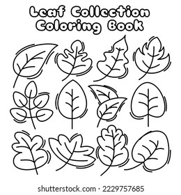 Libro de coloración conjunto de vectores de la colección de hojas de otoño