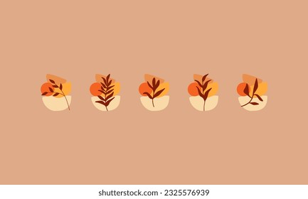 Autumn leaves collections with organic shapes element. Leaves elements collection. Set of autumn leaves element.