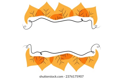 Autumn leaves color pattern. Decorative line orange, yellow, red seasonal horizontal border, nature isolated background. vector illustration