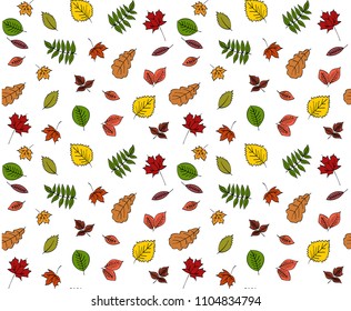 Autumn leaves color seamless pattern