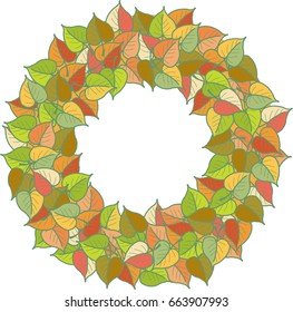 Autumn leaves colored pattern Wreath