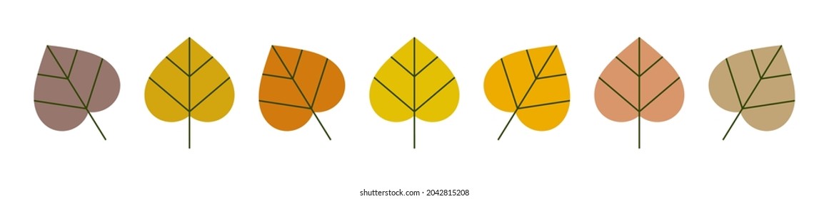Autumn leaves colors border collection. Vector illustration.