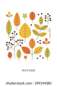 autumn leaves composition card design. vector illustration