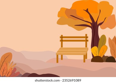 Autumn leaves concept, Image of trees, wide fields, brown tones, Color yellow, gold.