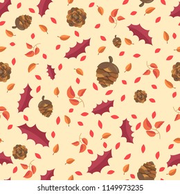 Autumn Leaves concept Seamless Pattern in Vector wallpaper.