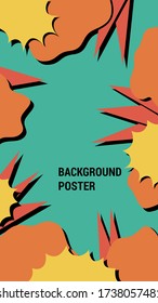Autumn leaves cover background. Vector illustration of a cover for vertical flyer, poster or banner with abstract shapes. Colorful poster background with text description