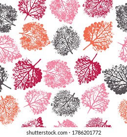 autumn leaves. cute pattern of beautiful prints of leaves painted watercolor by hand. mixed media artwork for textiles, fabrics, souvenirs, packaging and greeting cards.