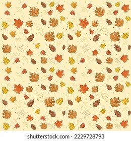 Autumn Leaves Decorated On Pastel Yellow Background. 