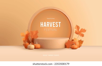 Autumn leaves decorated showcase banner