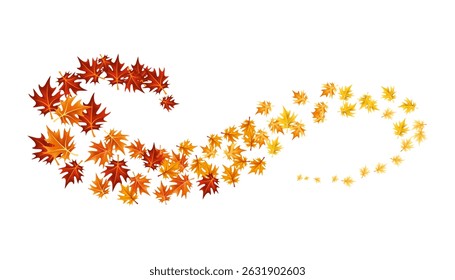 Autumn leaves design element. Fall colorful maple leaves border on white background. Vector illustration