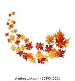 Autumn leaves design element. Fall colorful maple leaves border on white background. Vector illustration