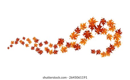 Autumn leaves design element. Fall colorful maple leaves border on white background. Vector illustration