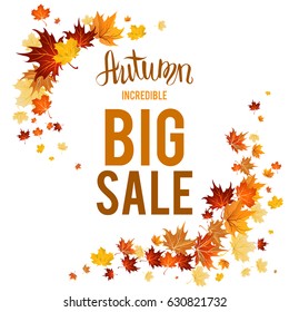 Autumn leaves design elements. Maple fall leaves set.