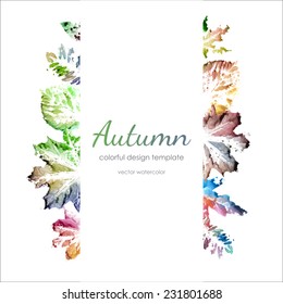 Autumn leaves design natural vector watercolor leaf prints