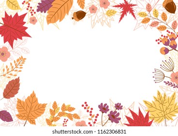 Autumn Leaves Top Bottom Frame Fall Stock Vector (Royalty Free ...