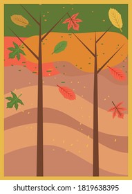 Autumn leaves design, season nature ornament garden decoration and botany theme Vector illustration