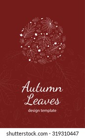 Autumn leaves design template. Fall design postcard. 