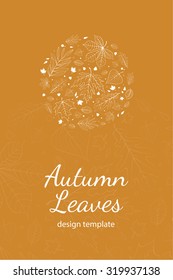 Autumn leaves design template. Fall design postcard. 