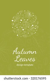 Autumn leaves design template. Fall design postcard. 