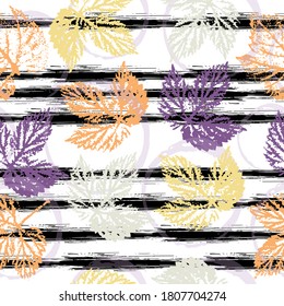 autumn leaves. digital drawing and watercolor texture. Stylish decoration for interior. abstract watercolor and digital image. 