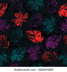 autumn leaves. digital hand drawn picture with watercolour texture. mixed media artwork. endless motif for textile decor and design