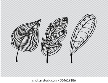 Autumn leaves. Doodle style.