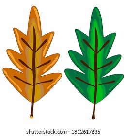 Hojas otoñales al estilo doodle. Elemento de ejemplo aislado en blanco. Ilustración vectorial.