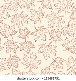 Autumn leaves doodles hand drawn seamless pattern